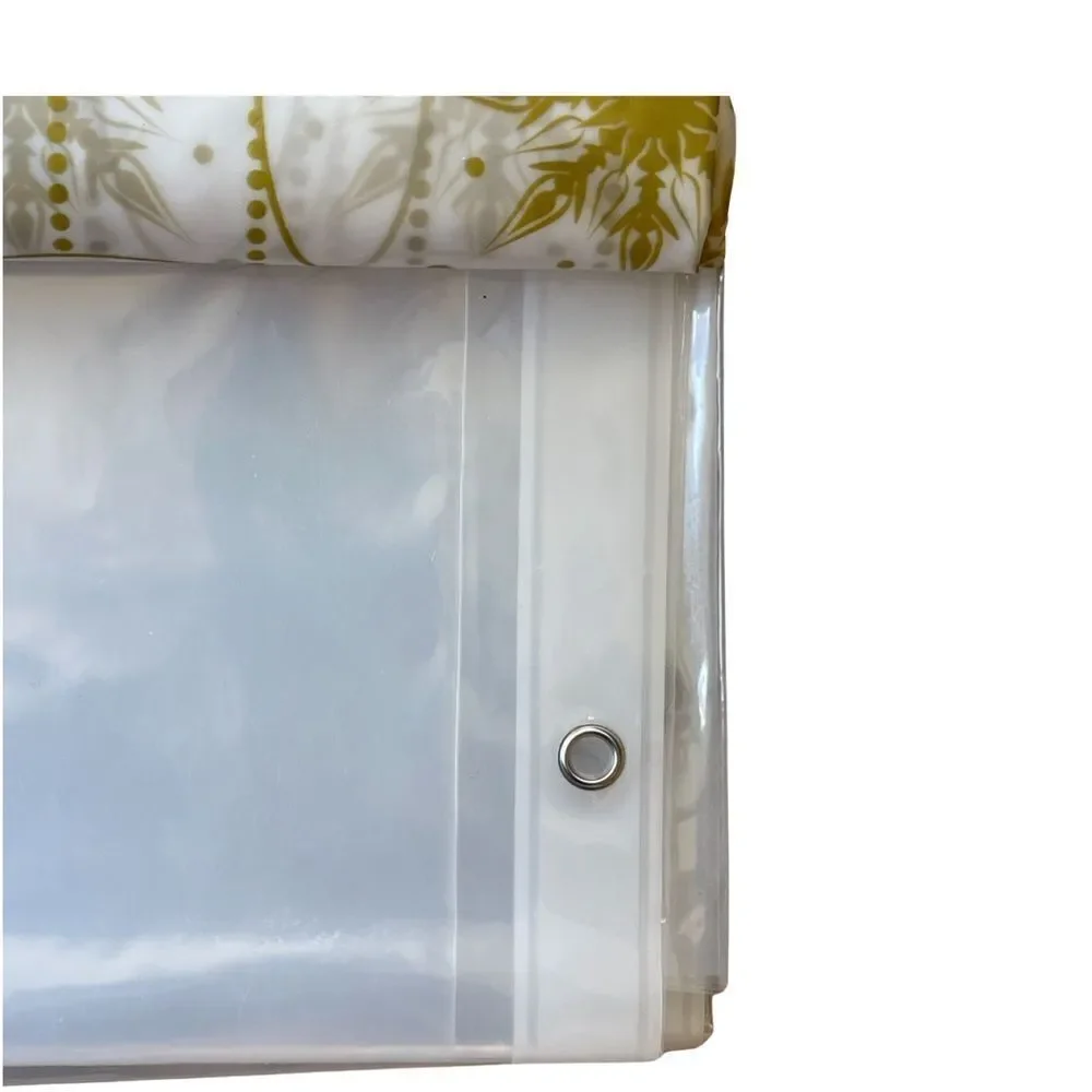 Shower Curtain 2 Piece Set Gold Metallic Holiday Ornaments Vinyl 72x72” NWT